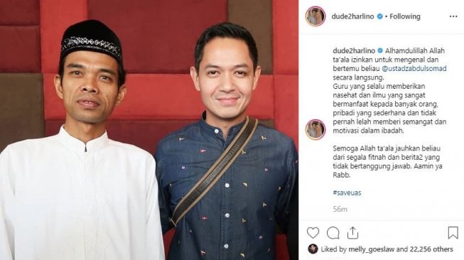 Dude Harlino membela Ustaz Abdul Somad. [instagram/dude2harlino]