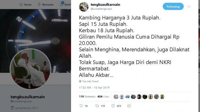 Tengku Zul bicara soal suap - (Twitter/@ustadtengkuzul)