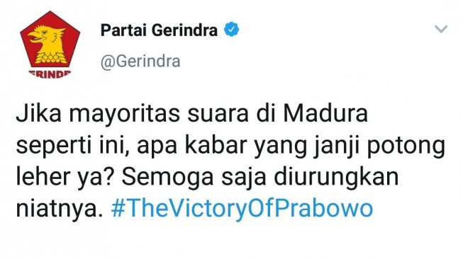 Prabowo Menang di Madura, Gerindra Singgung Janji La Nyalla Potong Leher