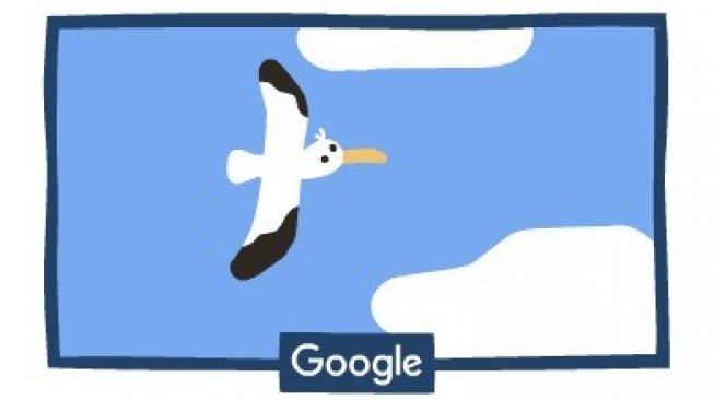 Google Doodle Hari Bumi 2019, burung Albartos kelana. [Google]