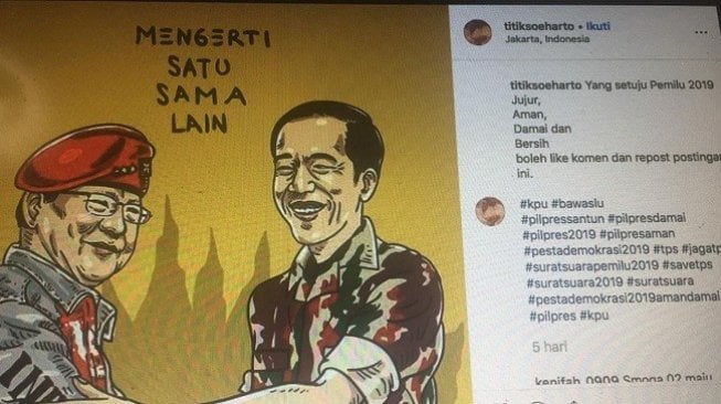 CEK FAKTA: Heboh Titik Soeharto Unggah Kemesraan Jokowi-Prabowo, Faktanya?