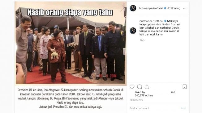 Foto lawas Jokowi diunggah Hotman Paris - (Instagram/@hotmanparisofficial)