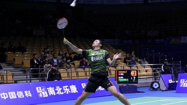 Pebulutangkis tunggal putri Indonesia, Gregoria Mariska Tunjung, menang atas wakil Hong Kong, Cheung Ying Mei, di babak pertama Badminton Asia Championships 2019, Rabu (24/4). [Humas PBSI]