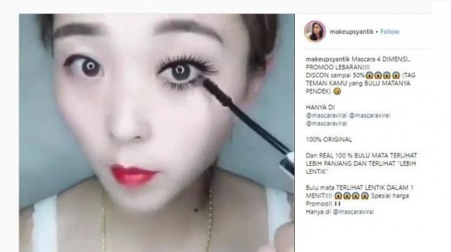 Maskara 4 dimensi yang cetar membahana. (Instagram/@makeupsyantik)