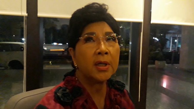 Titiek Puspa saat ditemui di jumpa pers HUT RTV 5 Makin Cakep di kawasan Kuningan, Jakarta Selatan, Rabu (24/4/2019). [Ismail/Suara.com]