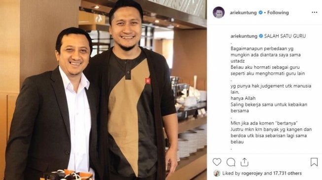 Arie Untung berpose dengan Ustadz Yusuf Mansur. [instagram/ariekuntung]