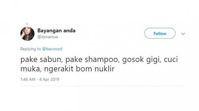 Cuitan warganet perempuan mandi lama. [Twitter]