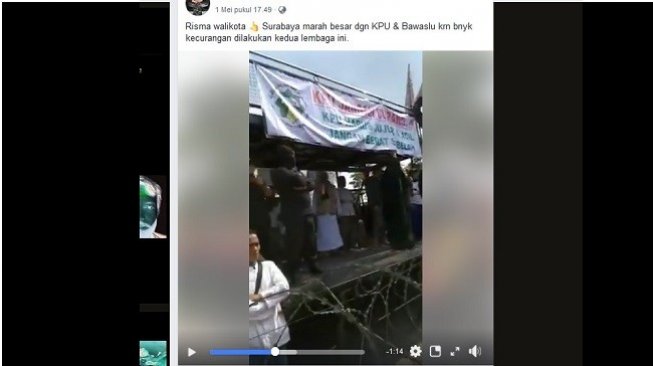 Hasil bidik layar video seorang perempuan berorasi disebut Wali Kota Surabaya