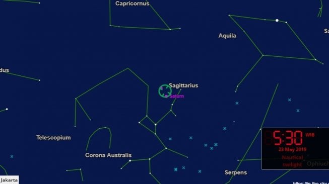 Konjungsi Bulan dengan Saturnus. [inthesky]