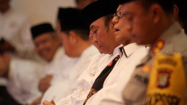 Pengurus Besar Masyarakat Cinta Masjid (MCM) Indonesia bersama Alim Ulama Indonesia menggelar musyawarah bertema "Cinta Damai Indonesia" di Jakarta, Minggu (5/5). [Suara.com/Arief Hermawan P]