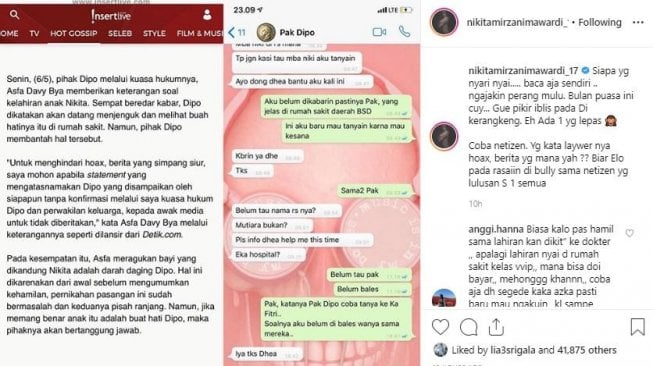 Bukti percakapan Dipo Latief dengan teman Nikita Mirzani. [instagram/nikitamirzanimawardi_17]