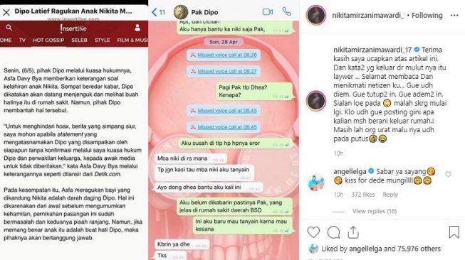 Bukti percakapan Dipo Latief dengan teman Nikita Mirzani. [instagram/nikitamirzanimawardi_17]