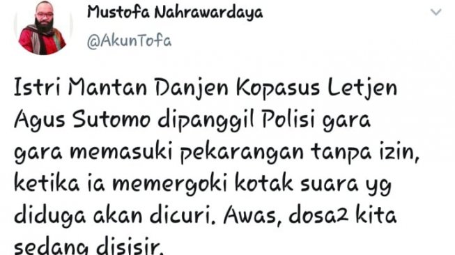 Soal Istri Eks Danjen Kopassus, BPN: Awas Dosa-dosa Kita Sedang Disisir