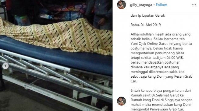 Taksi online di Garut ambil pesanan penumpang antar jenazah (Instagram)