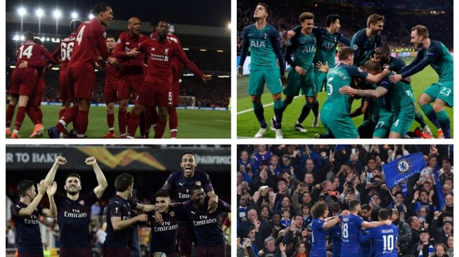 Arsenal dan Chelsea Bikin Sejarah di Eropa Bersama Liverpool dan Tottenham