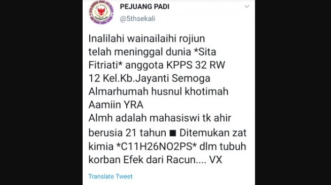 Viral Petugas KPPS Bandung Tewas Diracun, Keluarga Pastikan Hoaks