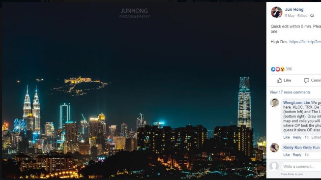 Kuala Lumpur dan Genting Highlands di Satu Foto (facebook.com/Jun Hong)