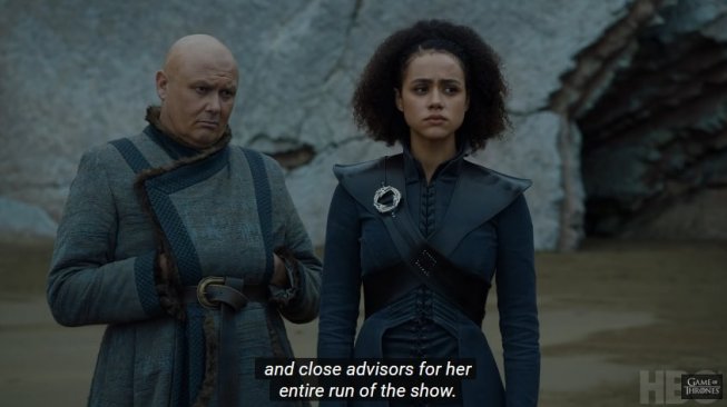 Varys dan Missandei di Game of Thrones. [HBO]