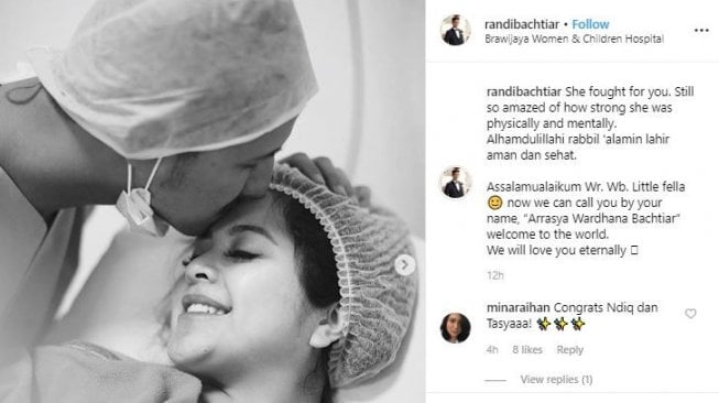 Randi Bachtiar takjub dengan perjuangan Tasya Kamila melahirkan buah hati pertama mereka. [instagram/randibachtiar]