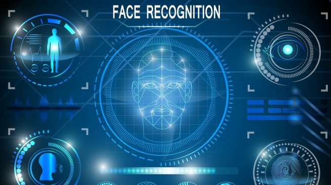 Ilustrasi teknologi pengenalan wajah. [Shutterstock]