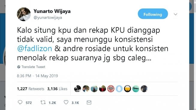 Cuitan Yunarto Wijaya - (Twitter/@yunartowijaya)