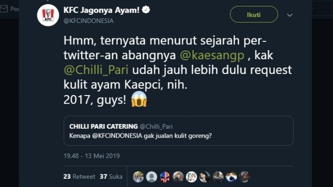 Dulu Cuma Mimpi, Kini Permintaan Anak Jokowi Akhirnya Diwujudkan KFC. (twitter.com/KFCINDONESIA)