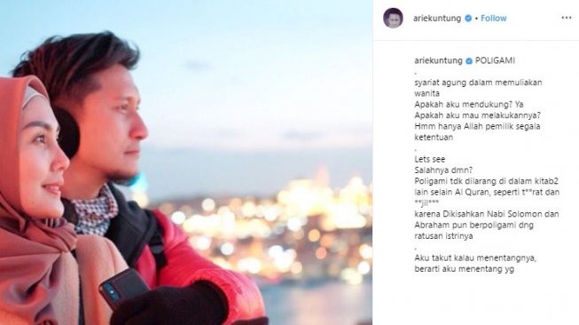 Arie Untung menuliskan opini tentang poligami. (Instagram/@ariekuntung)