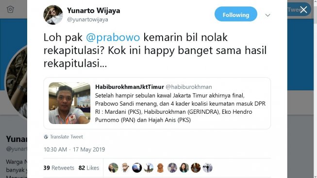 Cuitan Yunarto Wijaya - (Twitter/@yunartowijaya)