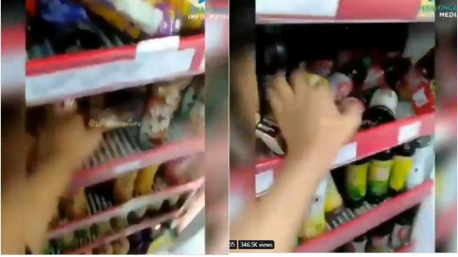 Viral remaja acak-acak kulkas minimarket (twitter.com/DiajengLrst)