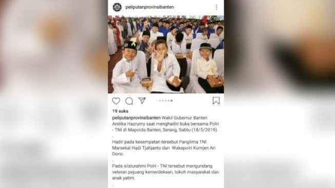 Salam Dua Jari di Postingan Medsos Pemprov Banten