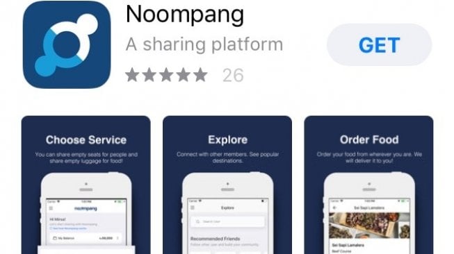 Noompang, aplikasi berbagi searah setujuan [screen shot: apps store].