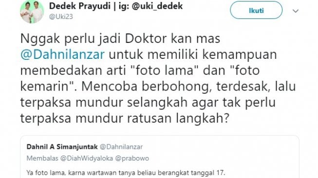 Adu argumen antara Jubir BPN Prabowo-Sandi dengan Jubir PSI (Twitter)