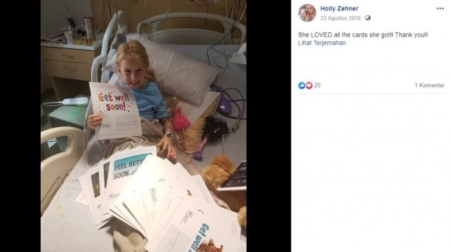 Kondisi Lauren, bocah 7 tahun yang hilang ingatan setelah digigit nyamuk (Facebook/Holly Zehner)