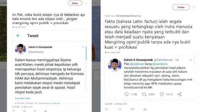 Cuitan warganet untuk Dahnil Anzar - (Twitter)