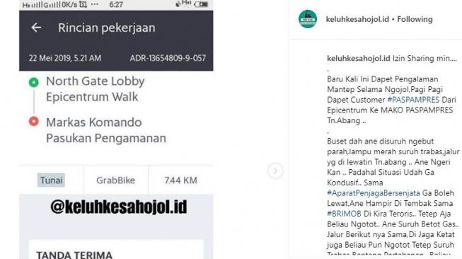 Cerita ojol hampir ditembak Brimob karena dikira teroris.(Instagram/keluhkesahojol.id)