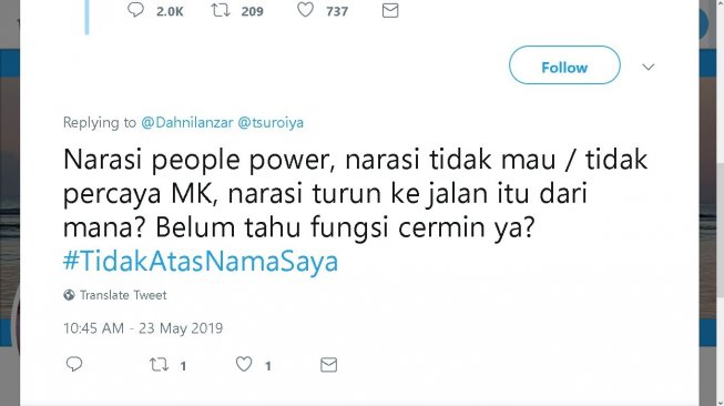 Cuitan warganet untuk Dahnil Anzar - (Twitter)