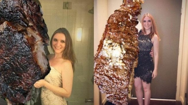 Unik, Wanita Ini Gunakan Gambar Steak Untuk Tutupi Foto Pacar 