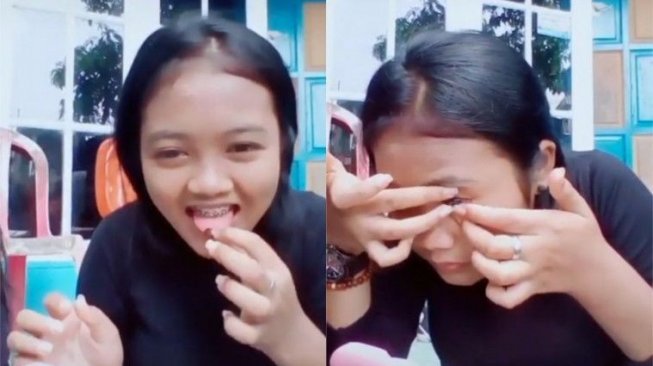 Tak Pake Cairan Khusus, Gadis Ini  Pake Air Ludahnya Untuk Pasang Softlens