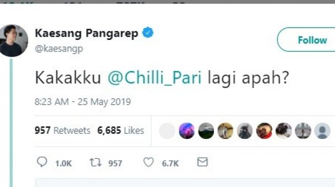 Postingan Kaesang Pangarep. [Twitter] 