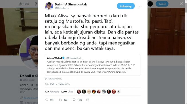 Cuitan Dahnil Anzar Simanjuntak - (Twitter/@Dahnilanzar)