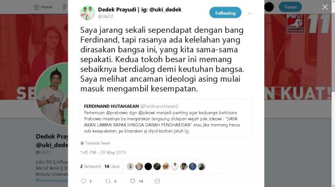 Cuitan Dedek Prayudi - (Twitter/@Uki23)