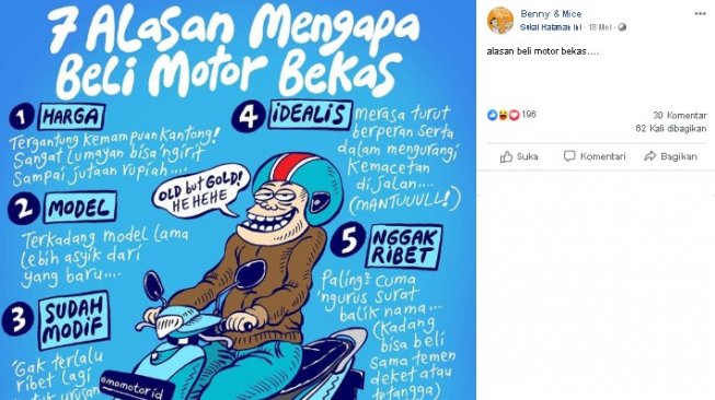 Alasan kenapa beli motor bekas . (Instagram/@momotorid)