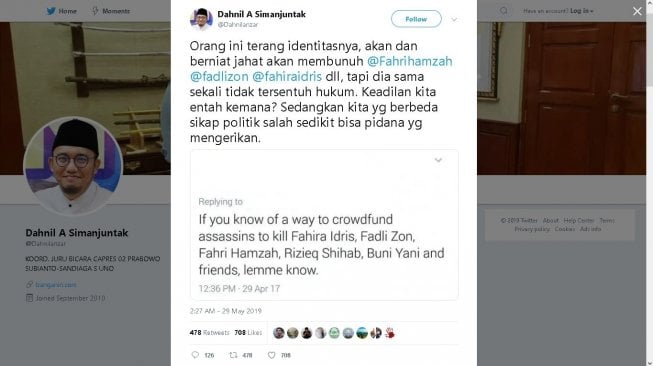 Cuitan Dahnil Anzar Simanjuntak - (Twitter/@Dahnilanzar)