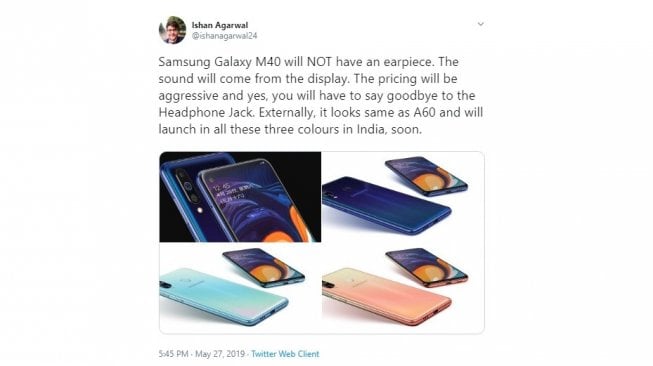 Samsung Galaxy M40. [Twitter]