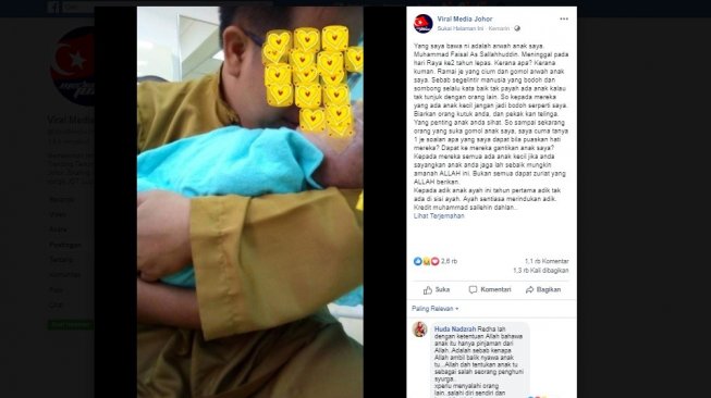 Bayi ini meninggal akibat terinfeksi kuman dan bakteri (Facebook/Viral Media Johor)