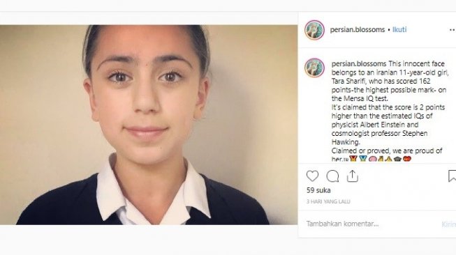 Gadis asal Iran yang punya IQ tinggi (Instagram/persians_blossoms)