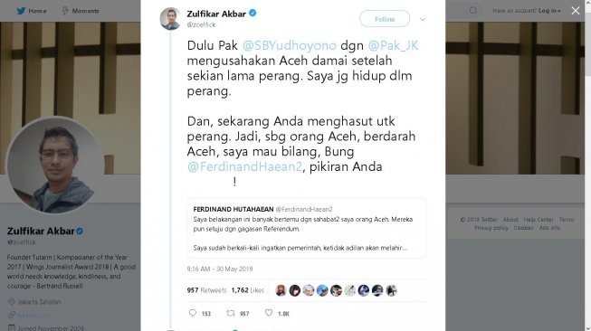 Cuitan Zulfikar Akbar - (Twitter/@zoelfick)