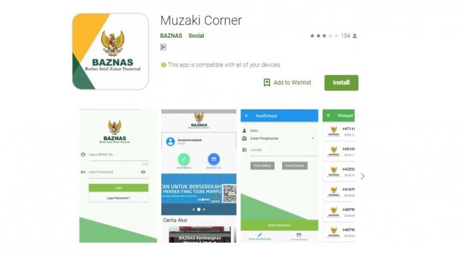 Aplikasi Muzaki Corner. [Google Play Store]