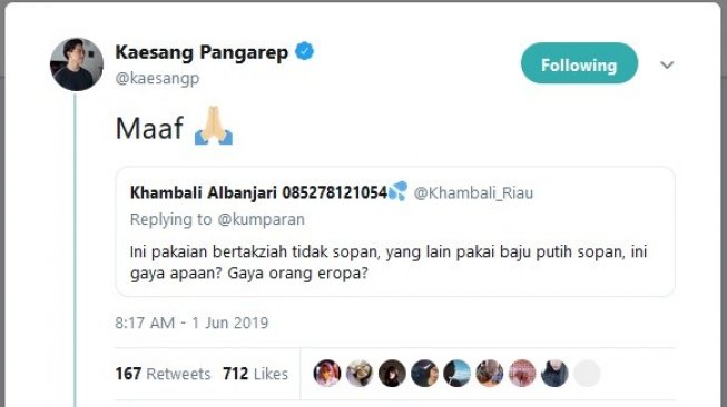 Ditegur Warganet soal Busananya saat Layat Ani Yudhoyono, Kaesang: Maaf