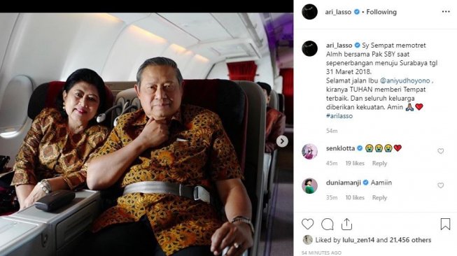 Potret kebersamaan Susilo Bambang Yudhoyono dan Ani Yudhoyono dalam jepretan Ari Lasso. [instagram/ari_lasso]